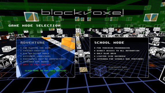 Blackvoxel gamemode selection